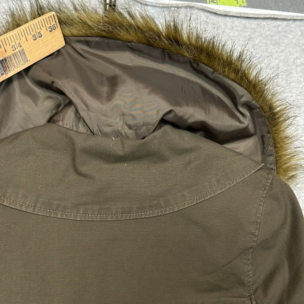 Jolt Military Fishtail Parka Jacket M Green Vegan Fur Toggle Buttons Gorpcore - Picture 6 of 12